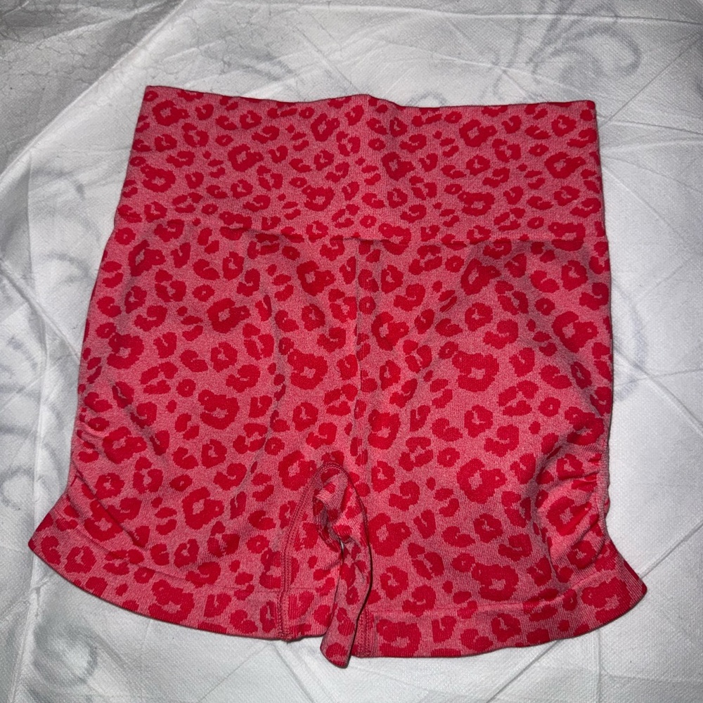 SHEIN hot pink leopard print workout shorts
